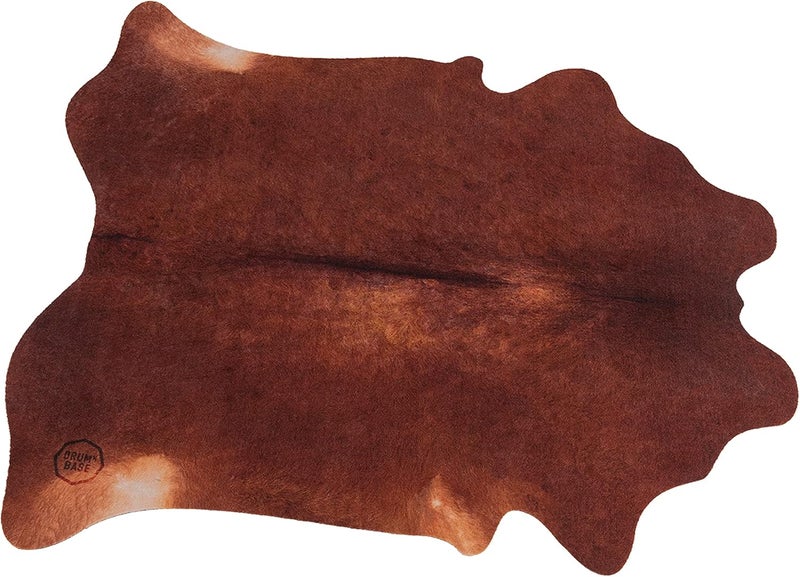 DRUM N BASE DRUMnBASE Vegan Cow Stage/Drum Rug, Non Slip Waterproof Rug for Stage or Studio Use to Reduce Vibrations, Betsy Red Brown, 6 FT X 5.25 FT - Image 1