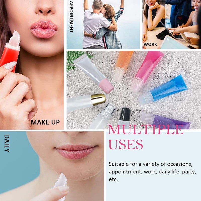 AMORIX AMORIX 50PCS Lip Gloss Tubes Empty 10ml Pink Cap Lip Gloss Containers Lip Balm Tubes Cute Squeeze Tubes Lipgloss Making Supplies + 2 x 20ml Syringes Tag Labels for Lip Gloss Base  - Image 5