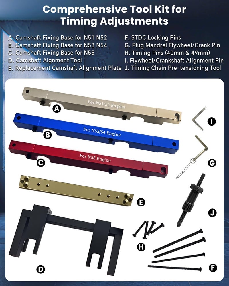 ATPTOOL Engine Camshaft Timing Locking Tool Kit for BMW N51 N52 N53 N54 N55 - Image 3