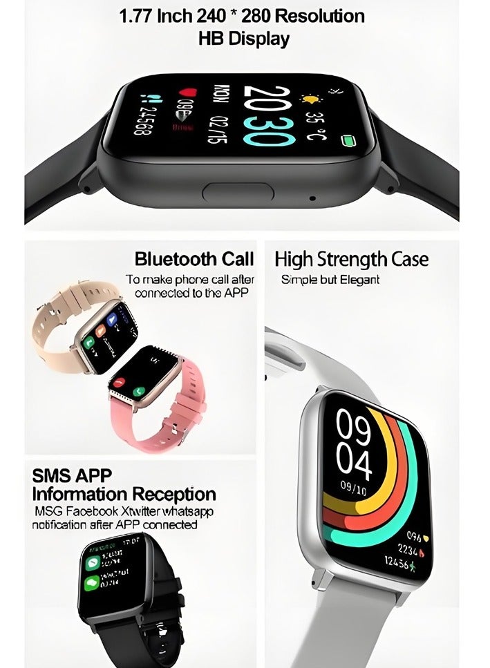 Volynix Smart Watch Korean Brand Business Smart watch, Multiple Language English Arabic, Waterproof Fitness Watch, Bluetooth Calling, Zinc Alloy Vacuum Plating, Heart Rate Monitoring, Smart watch for Men Women, Gift for Girls Boys - Pink - Image 3