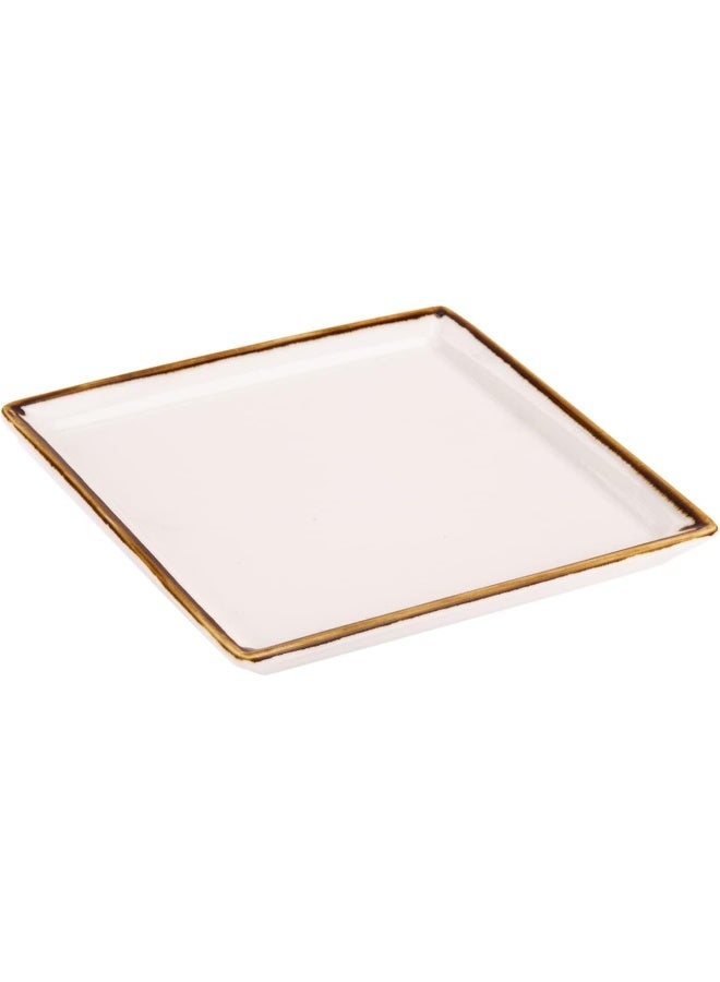 AKDC Sqr Plate Ivory Mocha 14Cm X 14Cm X 2Cm Ivory - Image 1