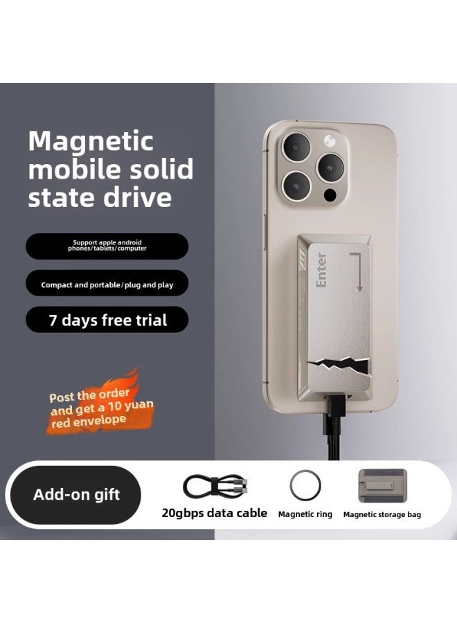 Speed-moving Magnetic Suction Mobile Solid-state Hard Disk High-speed Application IPhone16 Apple 15 Mobile Phone Computer External Hard Disk-Color:Gray 512gb  - Image 1