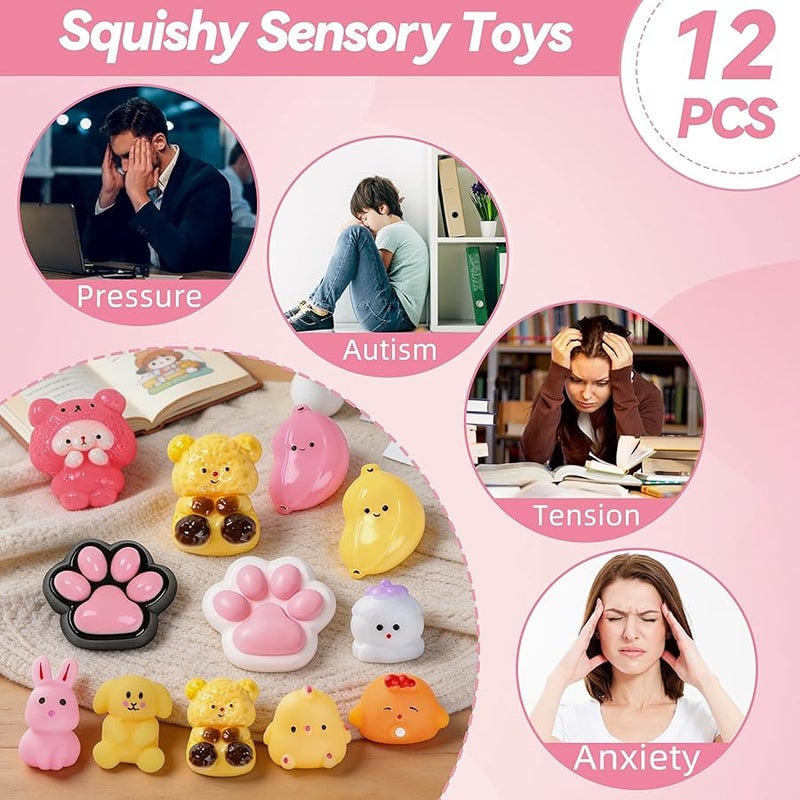 Taba Squishy Fidget Toys 12Pcs, Stress Relief Sensory Squeeze Toys for Kids 4-8 8-12, Kawaii Taba Squishies for Party Favors, Classroom, Birthday Gifts Goodie Bag Stocking Stuffers - Image 4