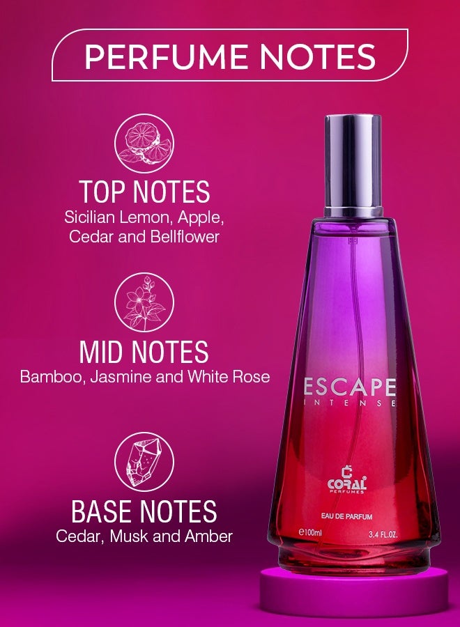 Coral Escape Intense Perfume for Women, Long Lasting Eau De Parfum, 100ml - Image 2