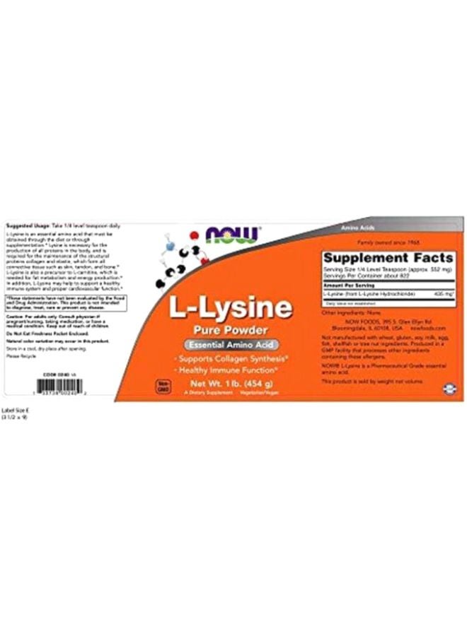 Now Foods L-Lysine Essential Amino Acid Powder 1 lb (454 g) - Image 3