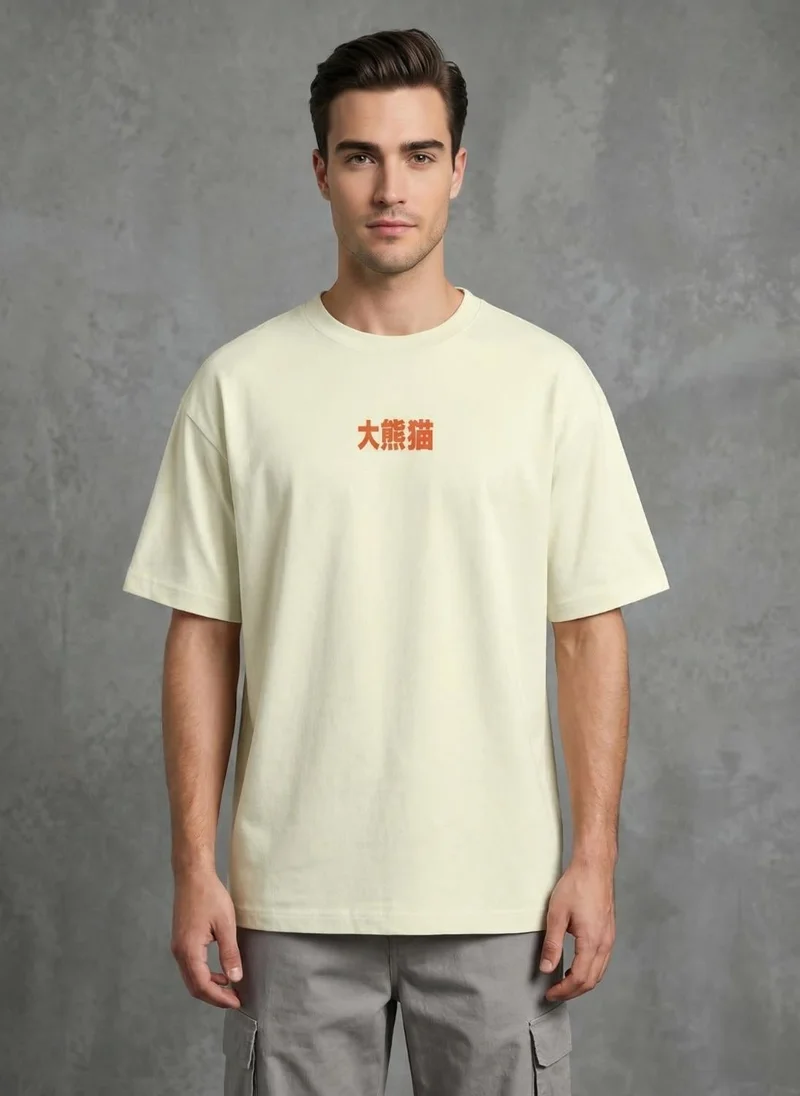 نوبيرو Men Oversized Graphic Printed T-shirt