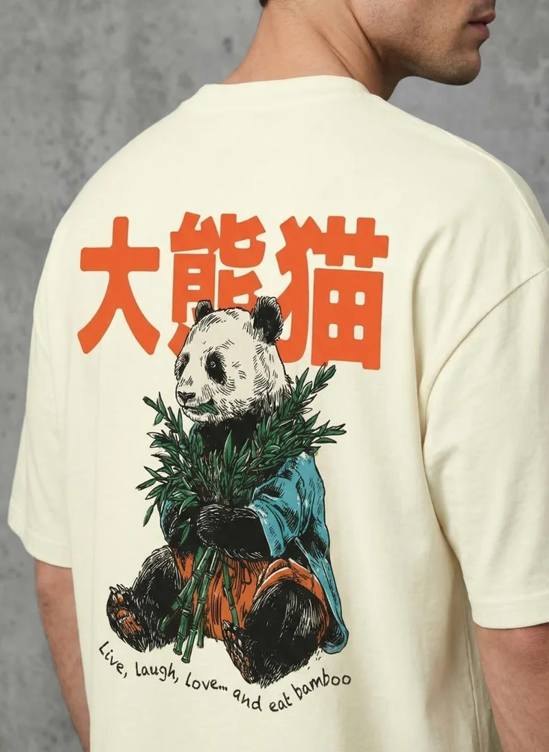 نوبيرو Men Oversized Graphic Printed T-shirt