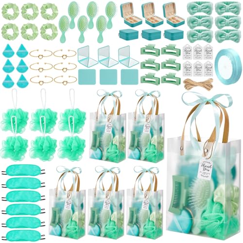 Rigibright 74Pcs Baby Shower Prizes for Game Winners Baby Shower Favors Gifts including Headband Hair Brush Jewelry Box with Gift Bag for Baby Shower Game Prizes Wedding Bridal Shower Favors (Green) - Image 1