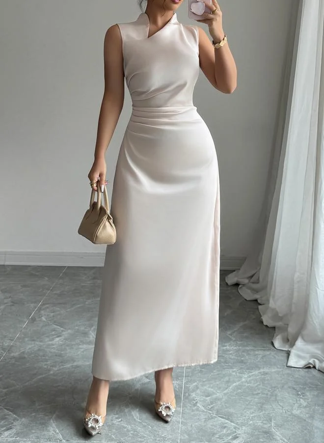 Take Two Beige Sleeveless A-Line Maxi Dress