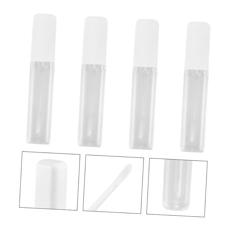4pcs Frosted Lipstick Tube Set Refillable Lip Gloss Containers for Travel Lip Balm Tube with Cozy Brush Eco-friendly Makeup Storage for Diy Cosmetics - Image 4