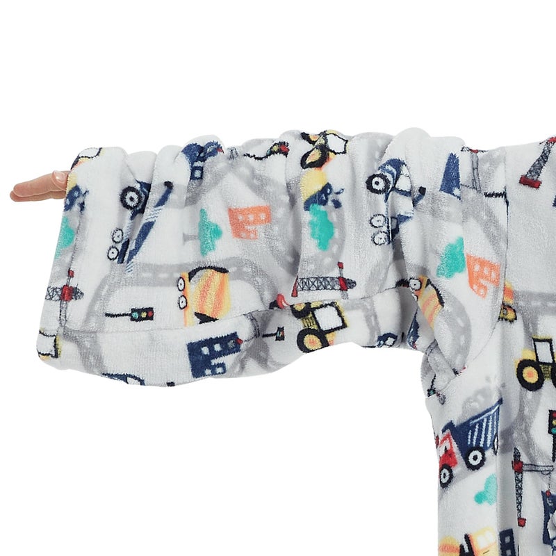 Softan Truck Kids Snuggies Wearable Fleece Blanket with Sleeves & Foot Pocket for Kids Boys Girls,Lightweight Soft Blanket with Hook & Loop 48" x 48" - Image 3