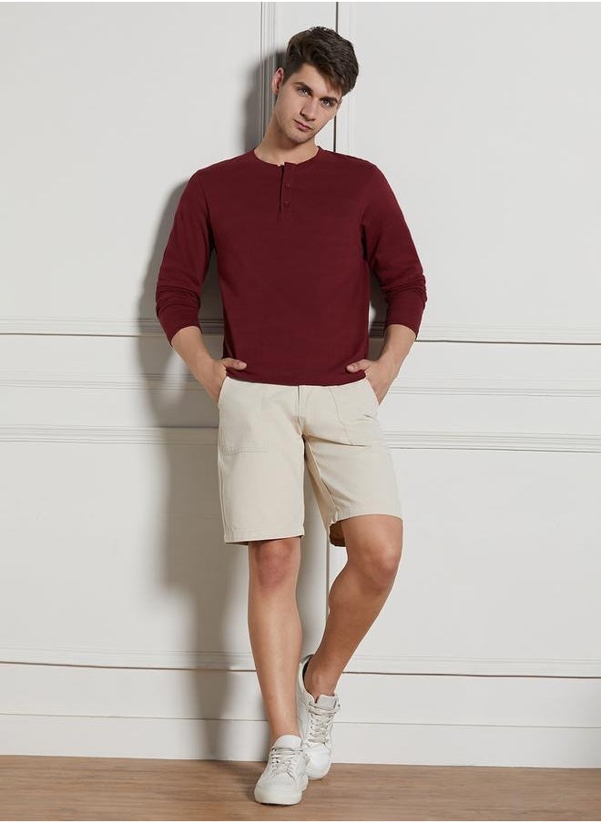 Dennis Lingo - Men's Wine Popcorn Knit Solid Pattern Regular Fit T-Shirt - Image 1