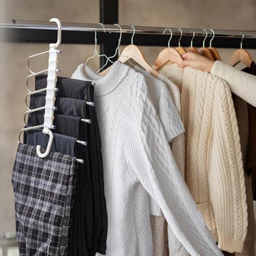 Quality Hangers 5 in 1 Stainless Steel Foldable Hangers for Clothes Hanging Multi-Layer Multi-Purpose Pant Hangers for Wardrobe Magic Foldable Hanger Clothes Hanger (Steel Hanger-Pack of 1) - Image 5