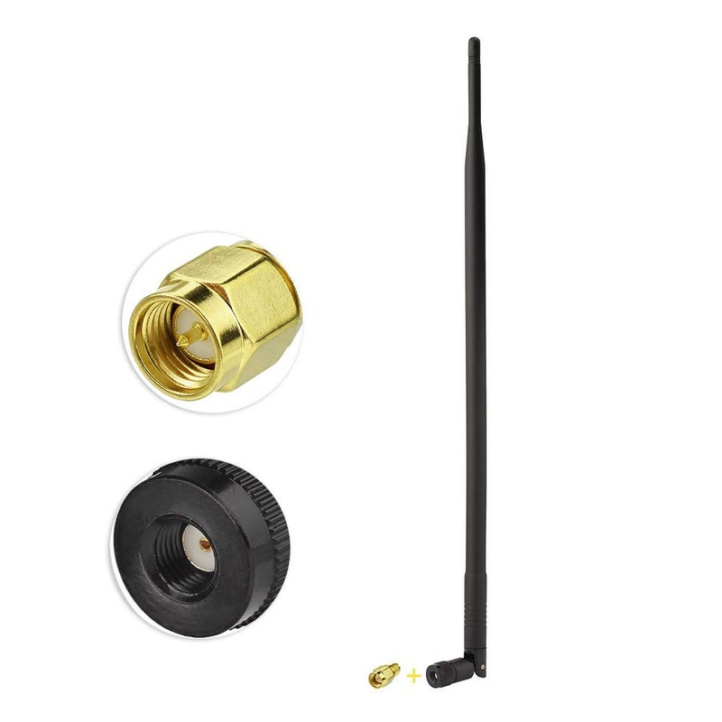 Superbat هوائي سوبر بات 900 ميجاهرتز 3G 4G 9Dbi خارجي متعدد الاتجاهات هوائي مطاطي مع موصل RP-SMA + محول RP-SMA أنثوي إلى SMA ذكر لجهاز التوجيه وكاميرا الأمان وبوابة المودم وغيرها. - Image 1