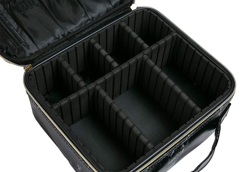 CREDSY Professional Cosmetic Bag Zippered Makeup Bag Organizer with Adjustable Compartment for Brushes Toiletries Nylon Vanity Bag Toiletry Bag for Home  Travel 26l x 23b x 9h cm Black Marble - Image 4