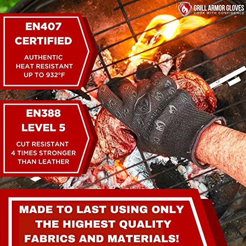 Grill Armor Gloves Grill Armor Oven Gloves 932°F Extreme Heat & Cut Resistant Oven Mitts with Fingers for BBQ, Cooking, Grilling, Baking –Accessory for Smoker, Cast Iron, Fire Pit, Camping, Fireplace, Griddle & More - Image 5