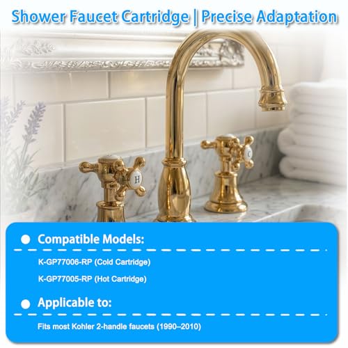 ZephyrJazz Ceramic Valve for Kohler K-GP77005-RP Ceramic Valve, One Size, Rough Plate with Kohler K-GP77006-RP GP77006-rp Ceramic Cartridge, One Size, Rough Plate - Image 3