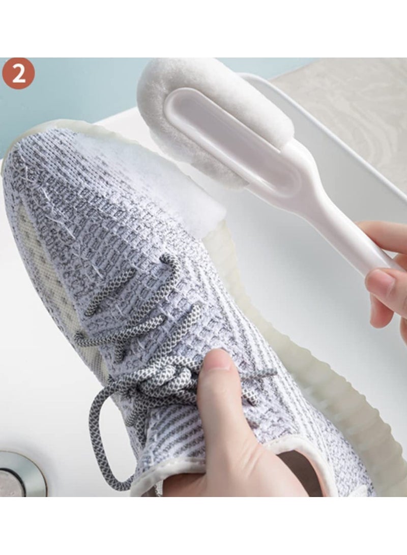 SYOSI Professional Cleaning Shoe Brush Multifunctional Household Brushes Care Long Handle Soft Bristle Shoes Scrubber for Bags and Clothes Sneaker White - Image 3