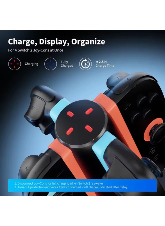 ايس جامر قاعدة شحن AceGamer 4 في 1 لجهاز Switch وجهاز Joy-Con، تدعم الشحن في أي اتجاه، محطة شحن مغناطيسية بأربعة منافذ مع مؤشر LED - Image 3