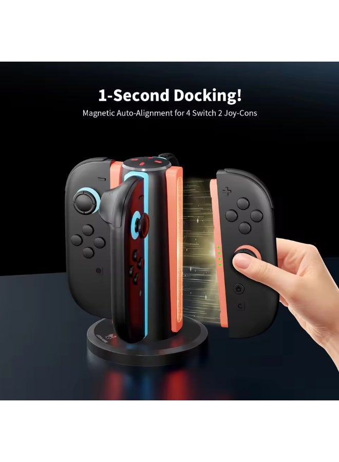 ايس جامر قاعدة شحن AceGamer 4 في 1 لجهاز Switch وجهاز Joy-Con، تدعم الشحن في أي اتجاه، محطة شحن مغناطيسية بأربعة منافذ مع مؤشر LED - Image 2