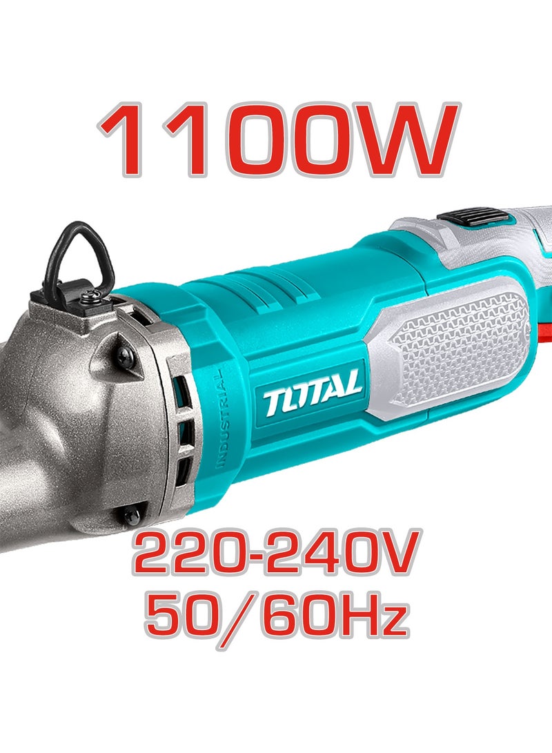 TOTAL طاحونة مستقيمة ثقيلة 1100 واط - 150 مم طاحونة داخلية عالية العزم (5000 دورة في الدقيقة) مع عمود M14، فرش كربون إضافية وقفازات واقية - TSG1508 - Image 3