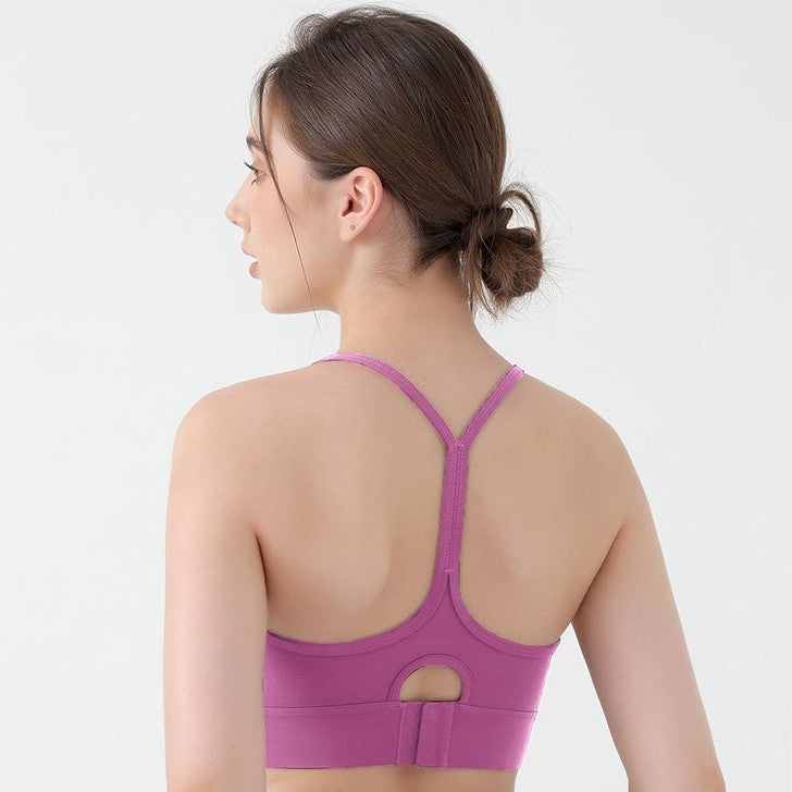 Herringbone Beautiful Back Sports Bra Backless Top Push-Up Bra Suspender Yoga Vest Bubble Wrap Bra - Image 4
