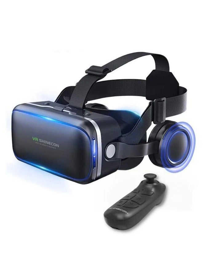 نظارات الواقع الافتراضي ثلاثية الأبعاد VR متوافقة مع التلفزيون والأفلام وألعاب الفيديو، ومتوافقة مع أنظمة التشغيل iOS وAndroid وتدعم الهواتف بمقاس 4.7-6.53 بوصة مع جهاز تحكم عن بعد. - Image 1