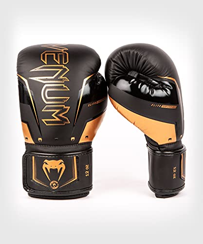 Venum Elite Evo Boxing Gloves - Black/Bronze - Image 3