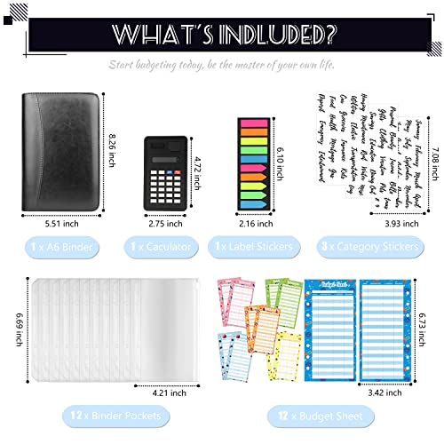 Nefeeko Budget Binder with Zipper Envelopes, Cash Envelopes for Budgeting, A6 PU Leather Budget Planner 2026 with Cash Envelopes Calculator, Bill Money Organizer for Cash Saving Budget System Wallet - Image 3