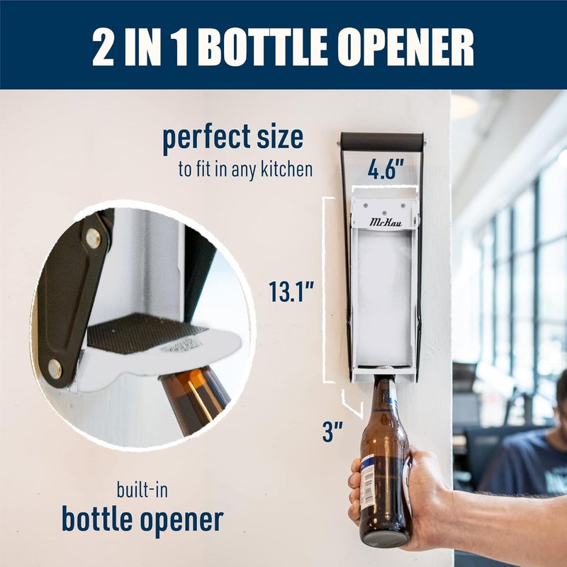 Mckay 16 Oz. Metal Can Crusher, Can Crusher Wall Mounted, Can Crushers for Recycling Wall-Mounted Smasher for Aluminum Seltzer, Soda, Beer Cans and Bottles, Gadgets for Home - White - Image 3