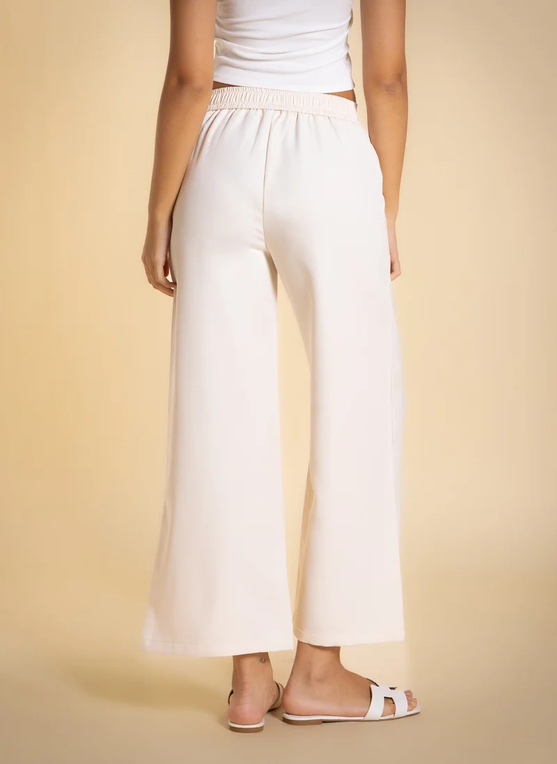 Shapes Beige WIDE-LEG ESSENTIAL TROUSERS for Women | Best Price UAE