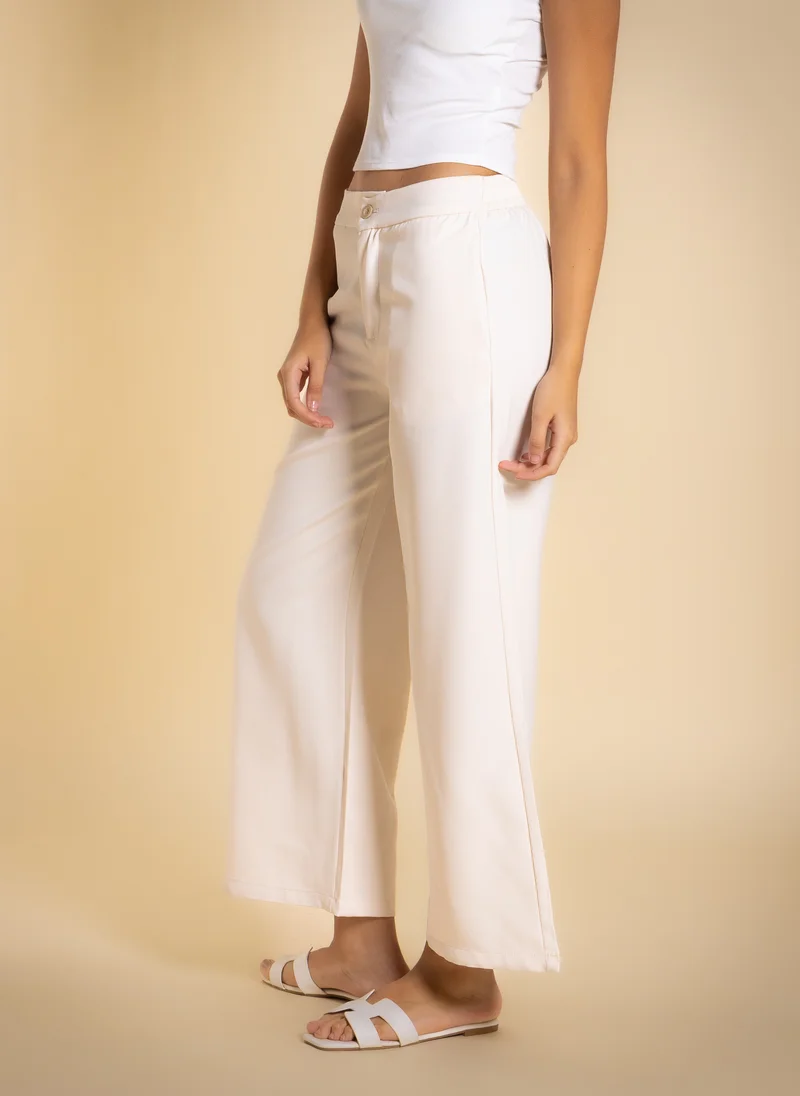 Shapes Beige WIDE-LEG ESSENTIAL TROUSERS for Women | Best Price UAE