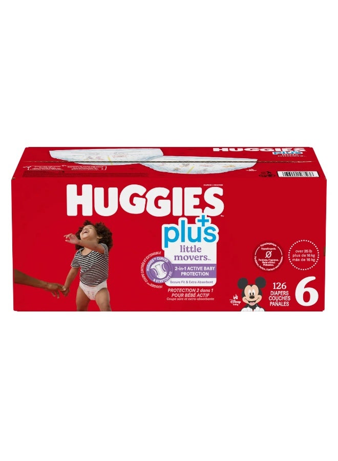 HUGGIES 126-Piece Little Snugglers Plus With 2 in 1 Skin Protect Limited Edition Baby Diapers Size 6 - Image 1
