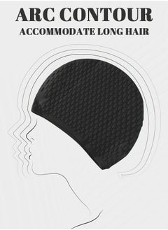 GROIC Swimming Caps Silicone Swimming Hat Pool Waterproof Sports Adult Swimwear Accessories Comfortable Bathing Cap for Adult Black  - Image 2