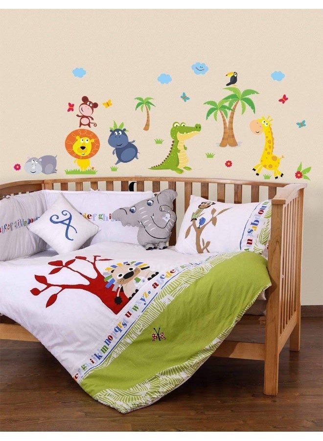 DesignStickers Animal Safari Jungle Vinyl Wall Decal for Kids Bedroom playroom - Decorative Art Stickers for Baby Girl Boy Wall Decor - Nursery Wall Stickers [24 Art clings] - Wall Decals for Boy - with Gift! - Image 4