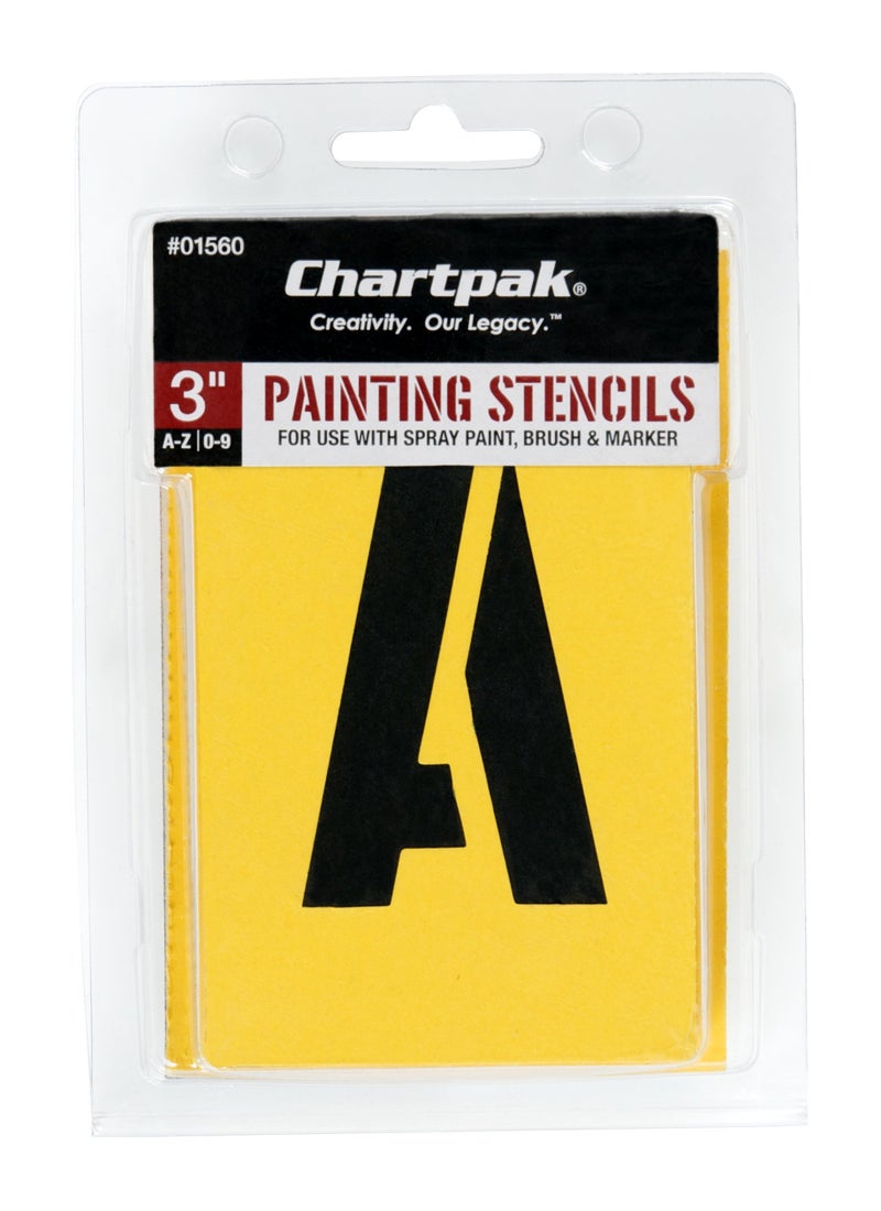 Chartpak Letter and Number Painting Stencils AZ and 09 3 Inches H 35 per Pack 01560