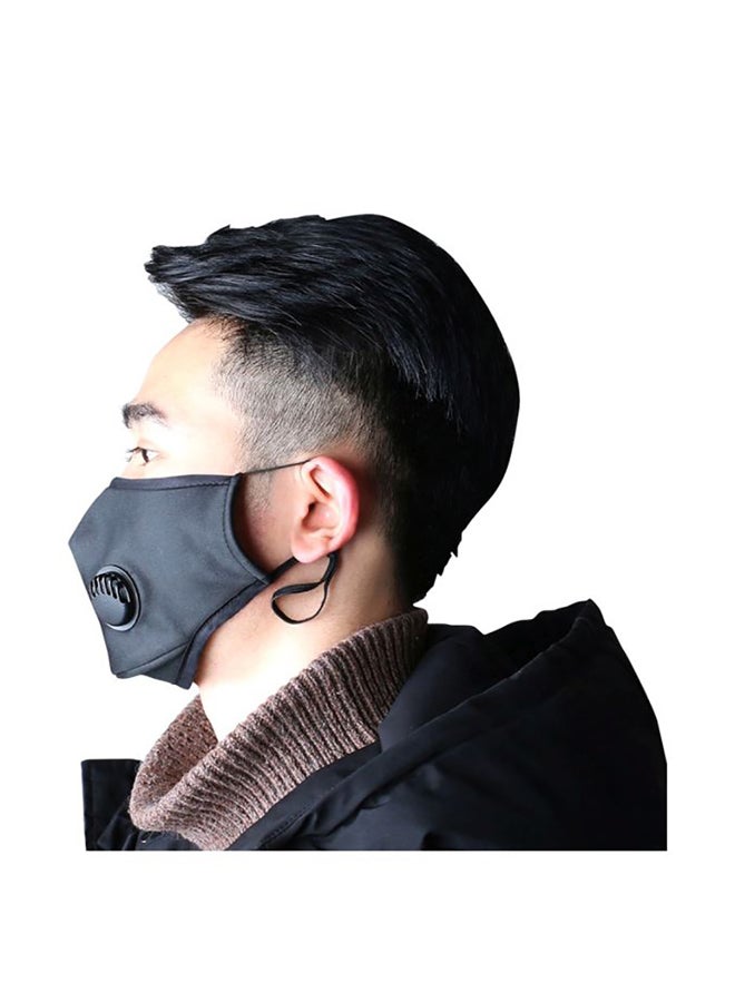Black Anti Air Pollution Dust Face Mask for Adults with Two Replaceable Filters 15cm Everyday Outdoor Use - Image 2