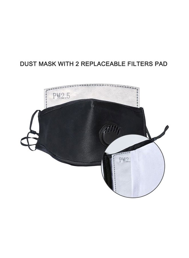 Black Anti Air Pollution Dust Face Mask for Adults with Two Replaceable Filters 15cm Everyday Outdoor Use - Image 3