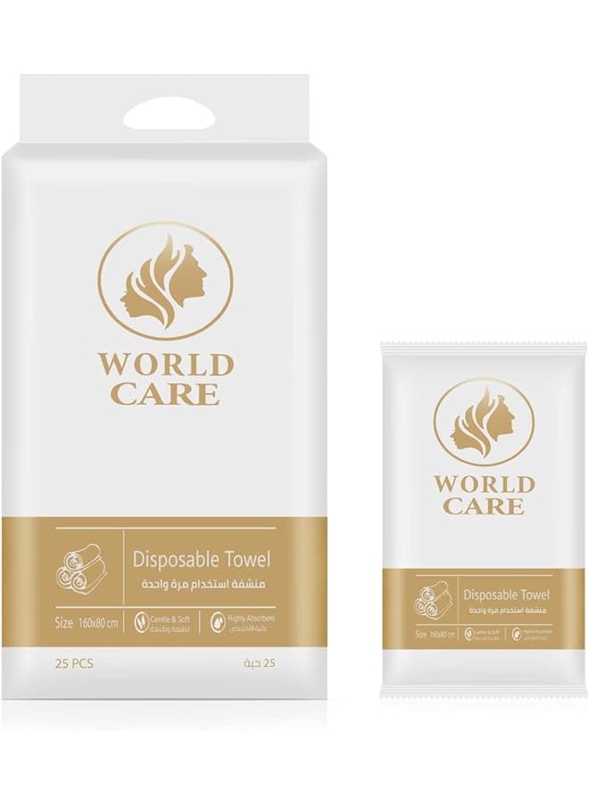 WORLD CARE - مناديل رعاية قابلة للاستخدام مرة واحدة 160*80 ، 25 قطعة - Image 1
