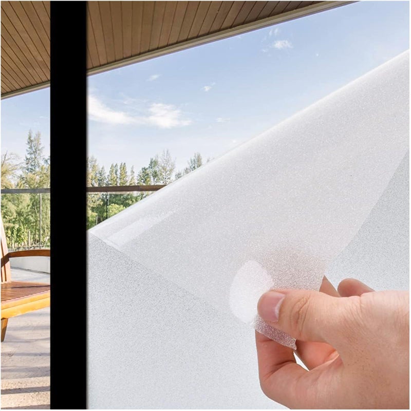 Coavas Window Privacy Film Frosted Window Glass Film NonAdhesive Removable Bathroom Window Coverings Day and Night Privacy Heat UV Blocking Window Film for Home Office 45x1181