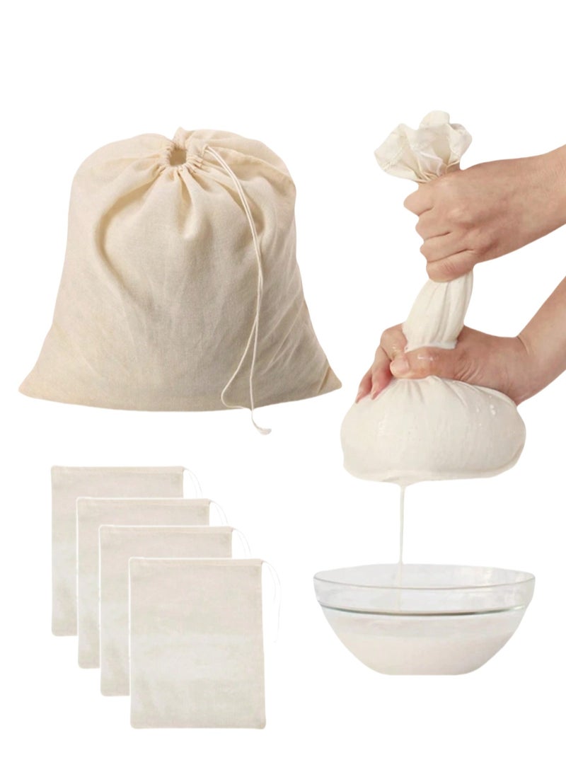 4-Piece Cotton Cheesecloth Filter Bags – Thick Reusable Gauze Bags for Herbs, Broth, Soy Milk, Butter, Coffee & Tofu Making (15×20cm or 20×30cm)  - Image 1