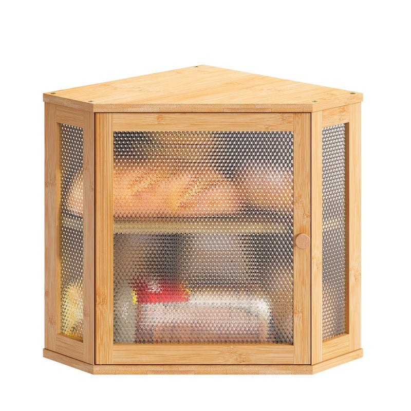 STDDRE Corner Bread Box Kitchen Countertop Extra Large Capacity Farmhouse Bread Box Corner Countertop Storage Double Layer Bread Holder Natural Large - Image 2