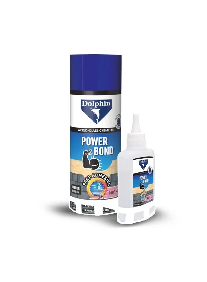 Dolphin Fast Adhesive Power Bond MDF Kit 200ML – Multi-Purpose Super Glue with Activator – Strong Wood, Metal, Plastic, Fabric & Nail Bonding – Quick-Drying, Safe, and Heavy-Duty - Image 1