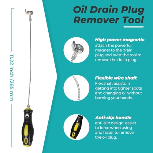 LitKiwi Strong Magnetic Oil Drain Plug Remover Tool & Flexible Oil Funnel Reusable,Essential Oil Change Tools for The Auto Mechanic,for Oil Darin Plug Removal,Oil Draining and Oil Filling - Image 4