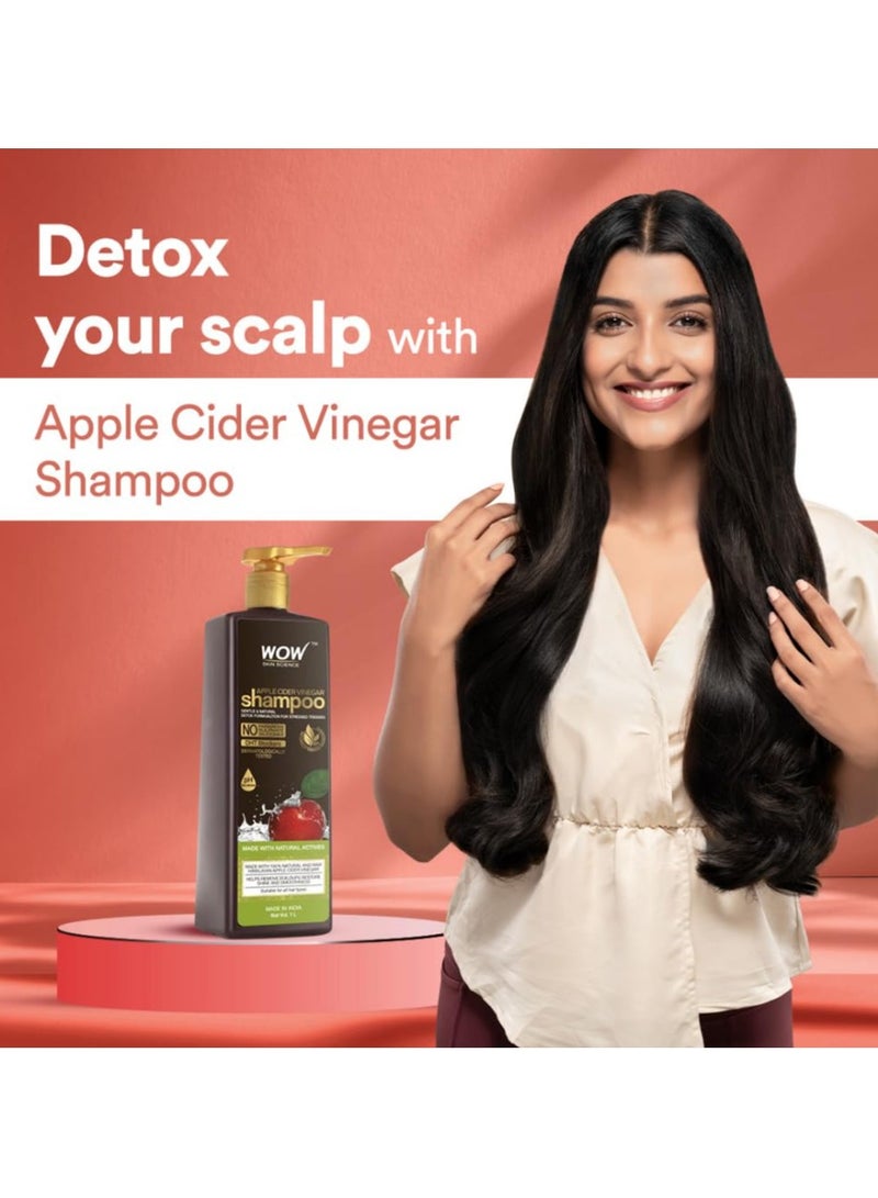 WOW Skin Science Apple Cider Vinegar Shampoo - 1L | Mild Anti-Dandruff Shampoo For Daily Use | Suitable For Men & Women | Balances PH Level | Contains No Sulphates, Parabens or Harmful Chemicals - Image 3