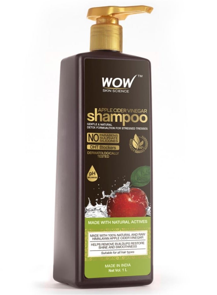 WOW Skin Science Apple Cider Vinegar Shampoo - 1L | Mild Anti-Dandruff Shampoo For Daily Use | Suitable For Men & Women | Balances PH Level | Contains No Sulphates, Parabens or Harmful Chemicals - Image 1
