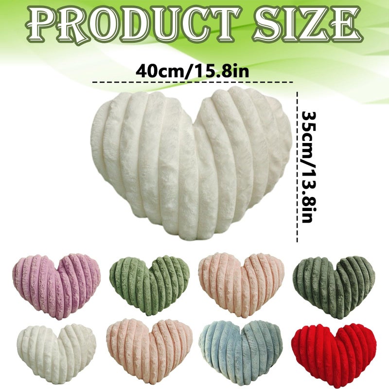 Soft Fluffy Faux Fur Heart Pillow White Decorative Throw Cushion For Couch Bedroom - Image 4