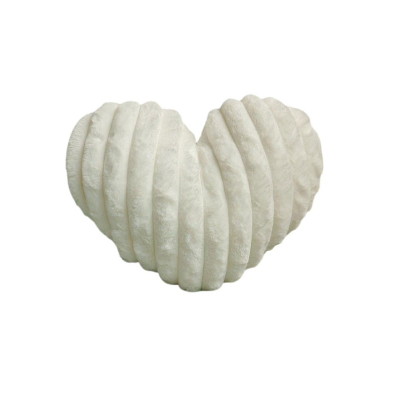 Soft Fluffy Faux Fur Heart Pillow White Decorative Throw Cushion For Couch Bedroom - Image 3