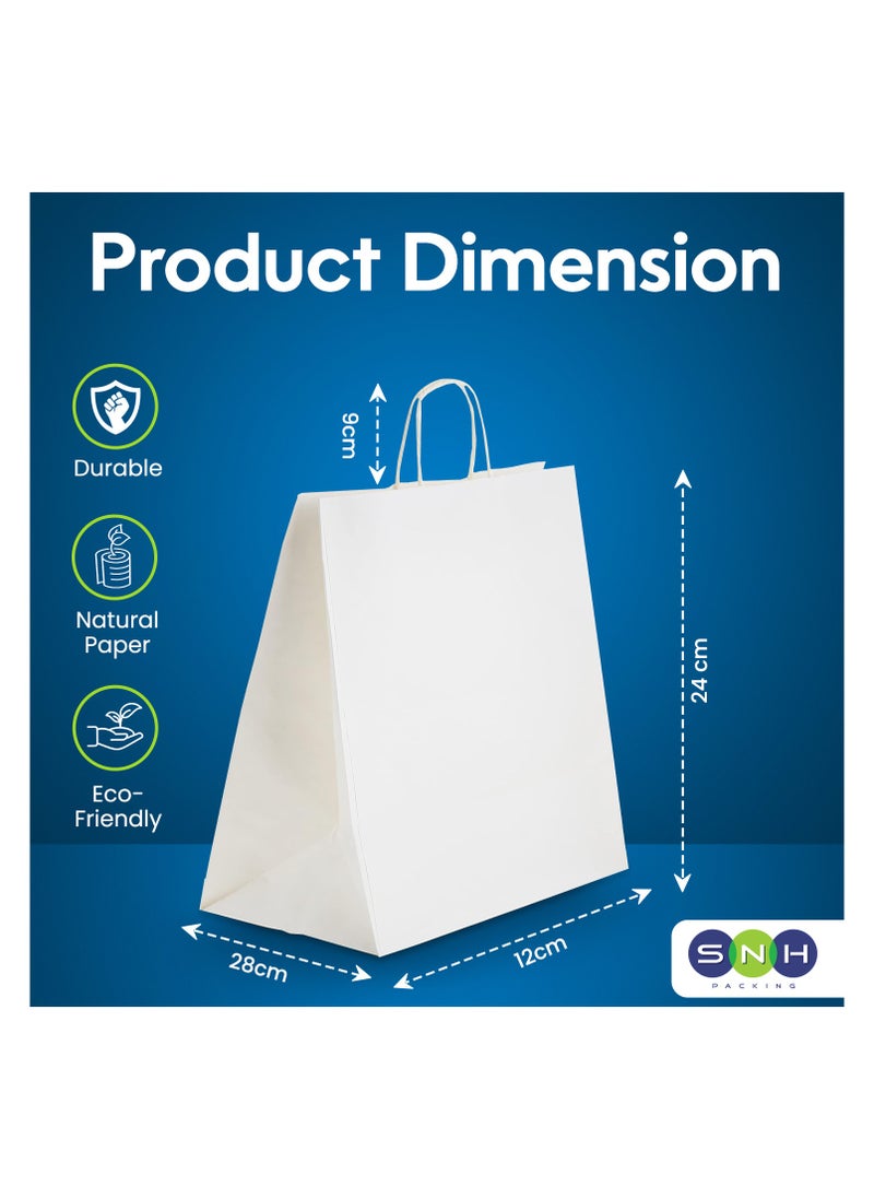 SNH Packing - SNH Packing White Kraft Paper Bags with Twisted Handles, 24x28x12 cm – Pack of 10 – Party Favor Bags for Weddings, Birthdays & Celebrations - Image 1