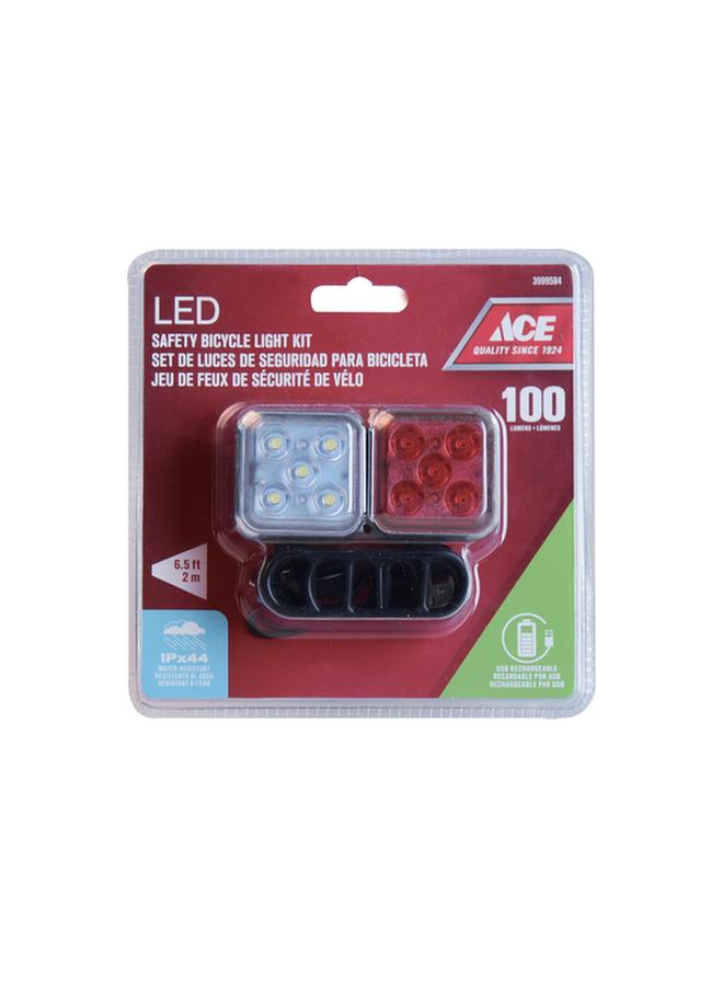 ACE 100-Lumens High-Quality LED Safety Front and Tail Bicycle Light Kit Multicolor 3999584  - Image 2
